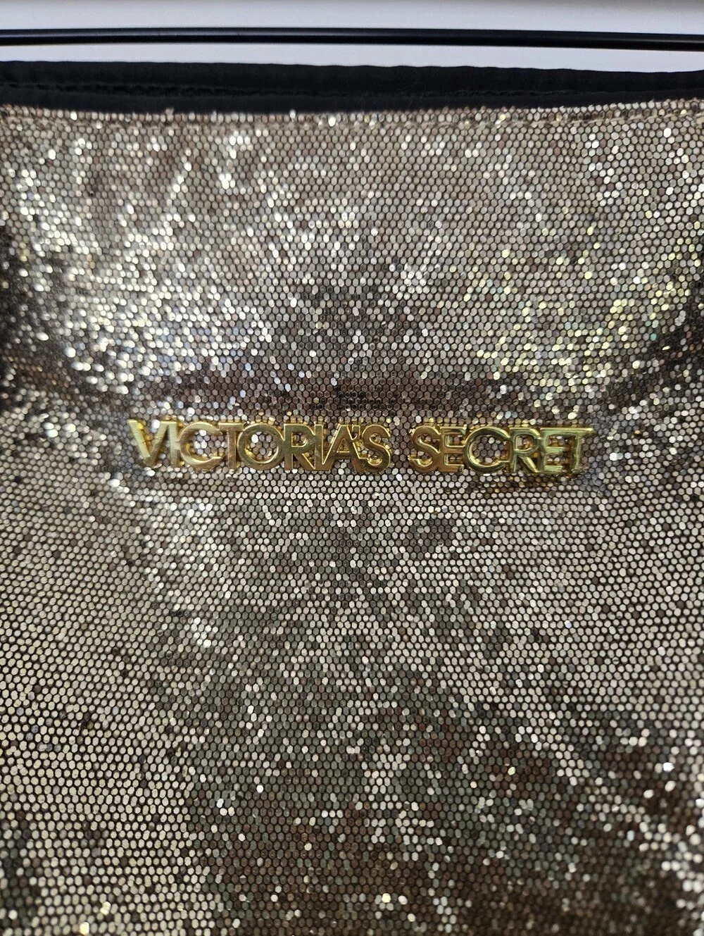 ✨ Victoria's Secret Gold Metallic Oversized Weekender Tote Bag | Large Travel Sh